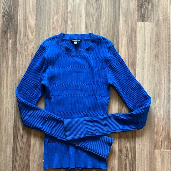 Dynamite Royal Blue Ribbed Sweatshirt - Picture 3 of 4